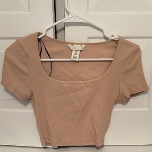 H&M Light Brown Ribbed Crop Top